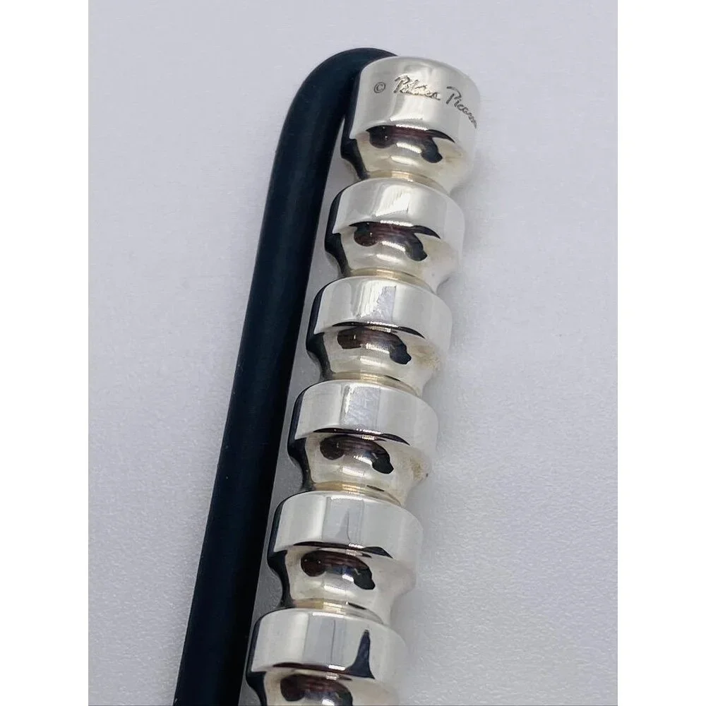 Tiffany & Co Sterling Silver Picasso Black Rubber Groove Money Clip Holder